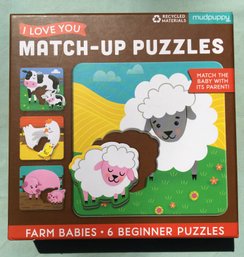 Baby Farm Animals Match-up Puzzles - 6 Animal Puzzles - New Old Stock