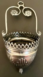 Vintage Antique Ornate Silverplate Hanging Wall Mount - Holy Water Font - Unmarked - 2.25 Diameter X 6.25 H