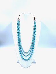 Beautiful Robins Egg Blue Triple Strand Bib Style Necklace