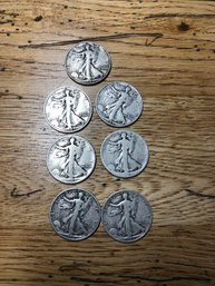 7 - Walking Liberty Half Dollars 1942-1945.  Lot K