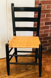 Vintage Wooden Chair  With Woven Seat