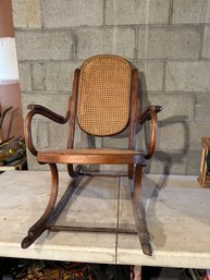 Vintage Cane Wooden Rocking Chair