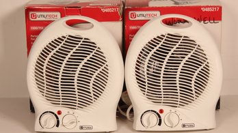 PAIR OF UTILITECH PORTABLE FAN HEATERS 1500/750 WATTS