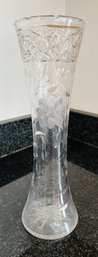 Etched Glass/crystal Vase 12.5 Height