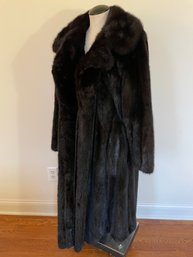 Vintage Long Full Length Black Fur Coat.( C )