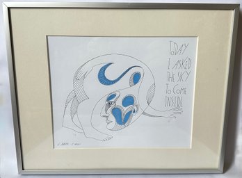 Linda Baker-Cimini Original Drawing, 'Today I Asked The Sky To Come Inside', Signed