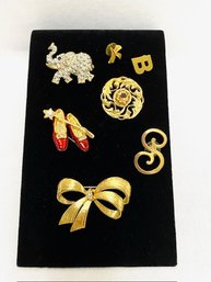 Collection Of 7 Vintage Brooches & Lapel Pins Inc Designer-signed