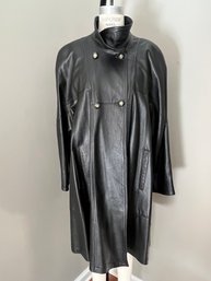 Women's Leather Swing Coat Jacket - Size 46 /Large