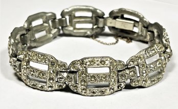 Vintage White Rhinestone Link Bracelet