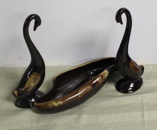 Beautiful Brown Swans  And Bowl