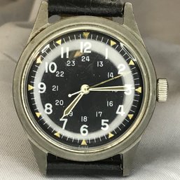 Very Cool Vintage BENRUS US Military Issue Watch - Dated March 1969 -  Seems To Keep Time - Midsize Watch