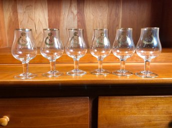 Group Lot Of Six Vintage (6) NAPOLEON Liqueur Glasses / Cordial 3-3/4' N Logo In Gilt Gold - Very Pretty Set