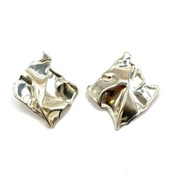 Vintage Sterling Silver Cringled Diamond Shaped Earrings