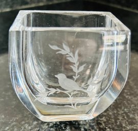 Small Bird Vase, Etched 3' Height