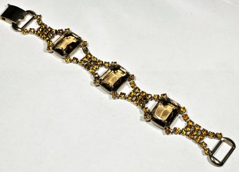 Citrine Colored Rhinestone Bracelet 7' Long