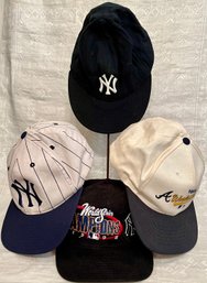 Vintage Lot NY Yankees Baseball Caps - 1996 1998 World Series Champions - Blue White - New Era - SnapBack