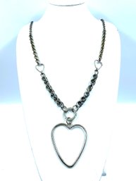 Brutalist Industrial Heart Pendant Necklace