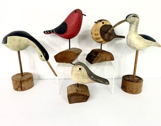 Collection Of Hand Painted And Carved Birds