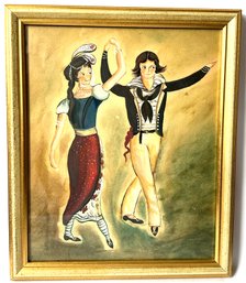 Original Painting Of Dancers In Gilded Frame