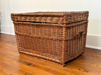 A Vintage Woven Wicker Trunk