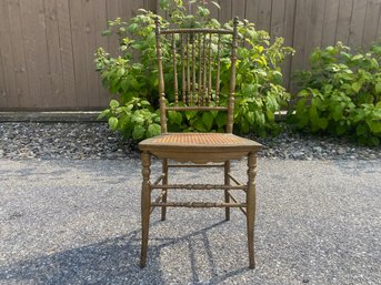 Gilt Spindle Back Cane Seat Side Chair