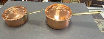 Portugal Vintage Metal Copper And Brass Cooking Pot, Pans With Lid On Top. FL/C2