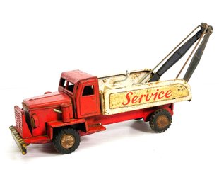 Late 1950's/ Early 60's Japanese, Tin Friction Service Tow Truck- Attributed To SSS