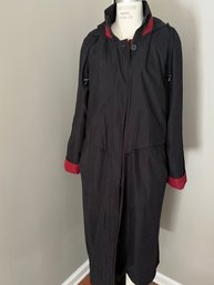 Liz Claiborne Long Winter Coat - Women's Size 12 Button Off Hood & Lining