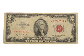 1953 Two Dollar Bill With Red Seal