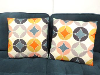 Pair Of Contemporary Diamond Pattern Pillows