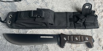 Large COLT 'COMMANDER' Fixed Blade Tactical Knife With Sheath And Sharpening Stone