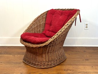 A Vintage Rattan Wicker Bucket Chair