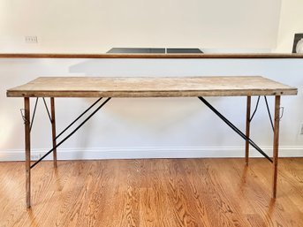 Antique Wood And Metal Folding Wallpaper Pasting Table