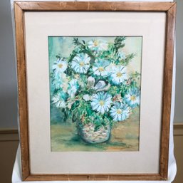 Original James Pascucci Watercolor Painting White Flowers In Vase - Under Glass - SKU: QET-614