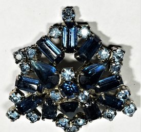 Vintage Light Blue Rhinestone Brooch Pin