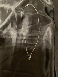 Peridot Pendant On Silver Tone Necklace