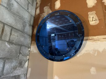 Vintage Mid-century Blue Circular Mirror