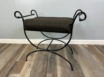 Wrought Iron Bench W/fabric Seat