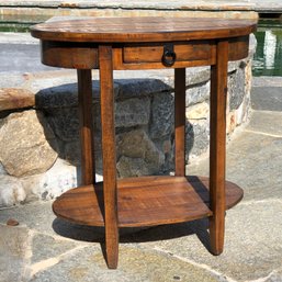 Lovely Rustic Wood Accent Table - Great Worn Patina - Vintage Style - One Drawer - Very Nice Side Table !