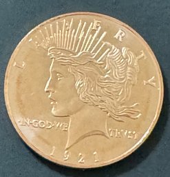 One AVDP Ounce .999 Fine Copper Round