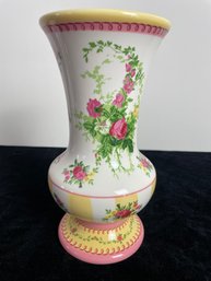 Laura Ashley English Country Style Floral Rose & Ivy Ceramic Vase