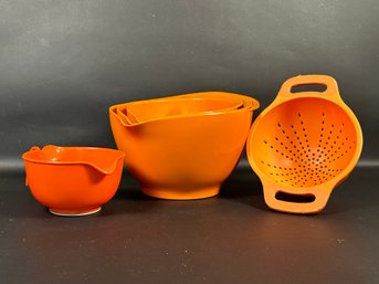 Bright Orange Kitchenware: Mixing Bowls, Strainer