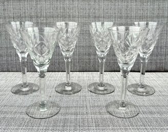 A Set Of 6 Vintage Cut Crystal Cordial Glasses