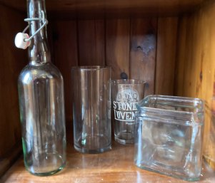 Nice Glass Lot - Wire Lid, Beer Glass, Square Vase
