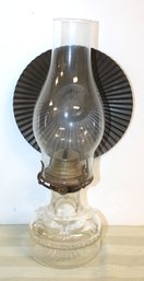 Antique Glass Oil Lamp W/ Wall Mount