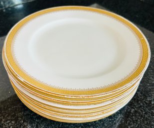 Set Of 7 Ovington Bros. Co. NY Plates With Gold Rim 9.5' Diameter