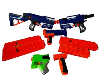 Pair Of Nerf Retaliator Blasters With Clips, Accessories, & Darts