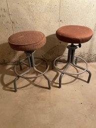 Metal Stools With Cloth Covered Tops
