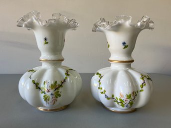 Beautiful Pair Of Fenton Glass? Vases