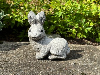 Vintage Garden Statuary: A Cute Little Rabbit In Cast-Cement